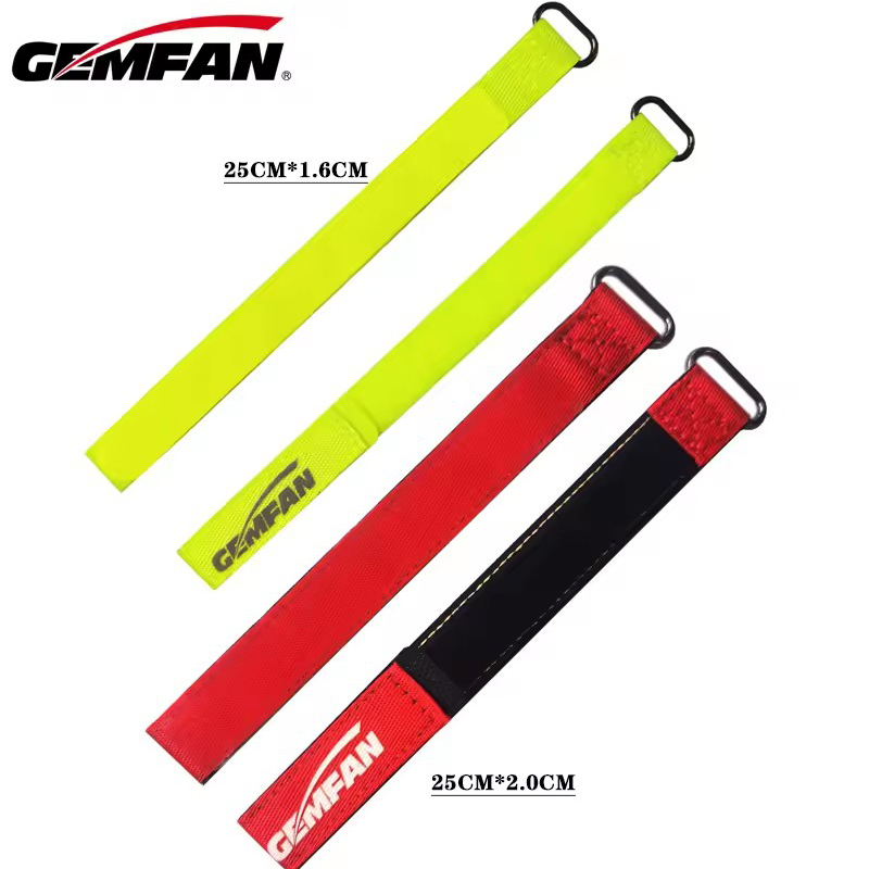 Drone Remote Controller Lanyard - Gemfan-高強度滑り止め織りリポバッテリーストラップ、16x250mm、Fluoyellow、20x250mm、fpvフリースタイルドローン用赤、2個