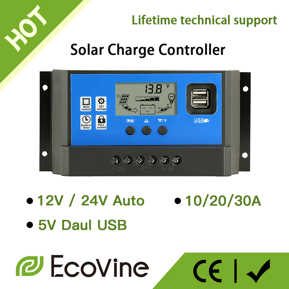 Drone Solar Charger - ソーラーパネル充電コントローラー、自動車用バッテリー充電器レギュレーター、USB出力、最大pv 50v dc、12v、24v、pwm、mppt、10a、20a、30a