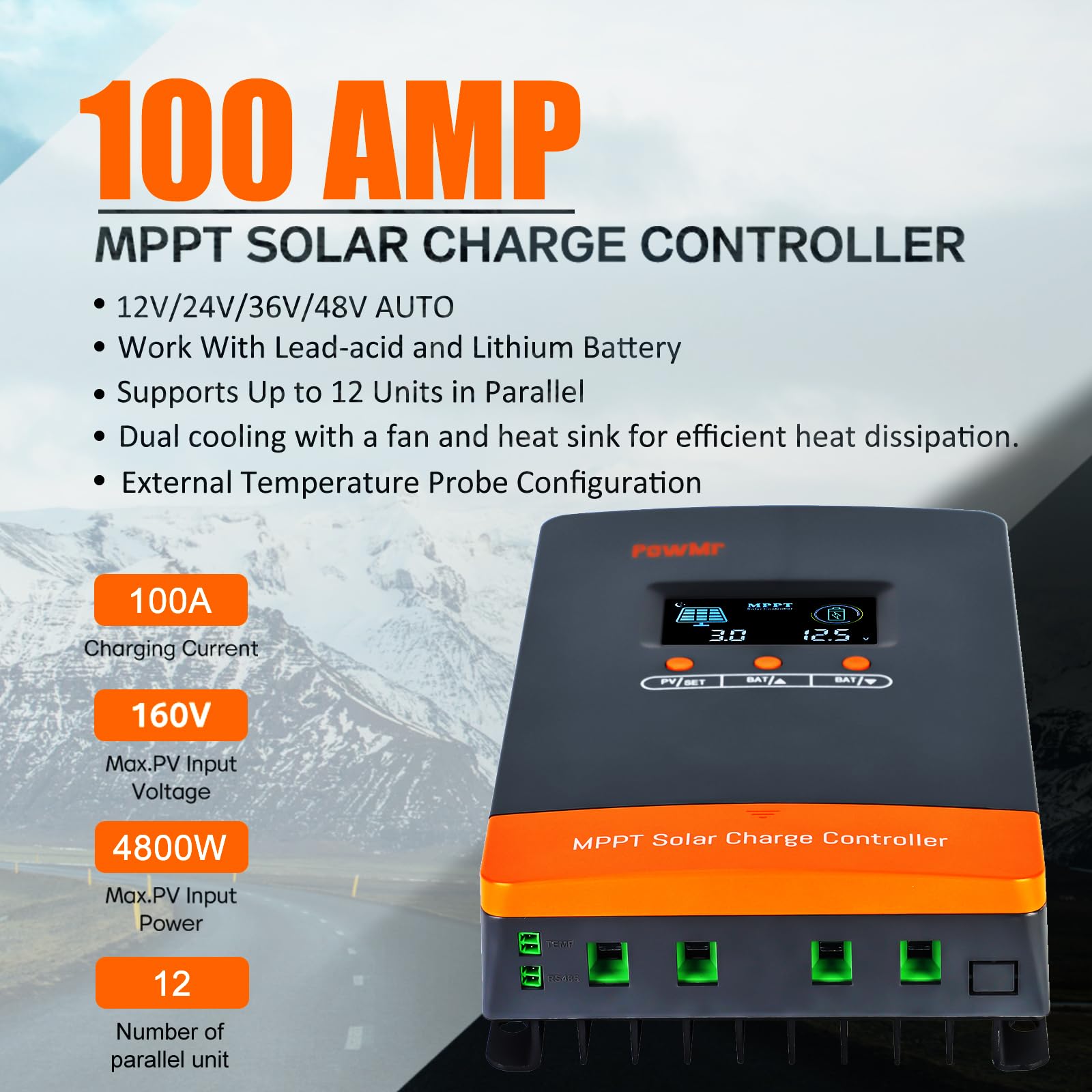 PowMr 100A MPPTソーラー充電コントローラー 1 - Drone Solar Charger のレビューと価格